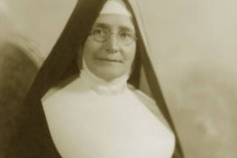 Black and white photo portrait of Sister Antonia McHugh.