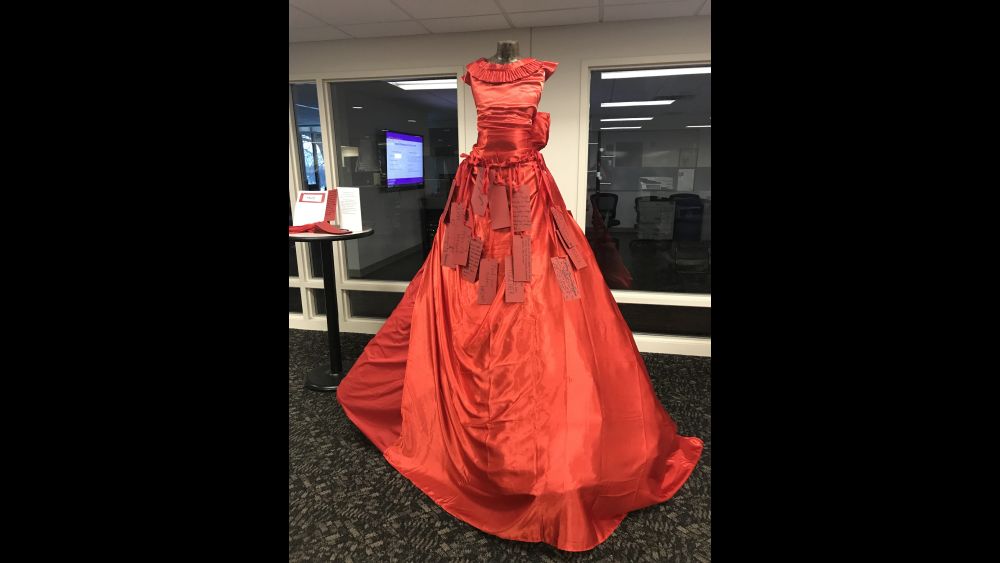 REDress Project example response: a floor-length red dress