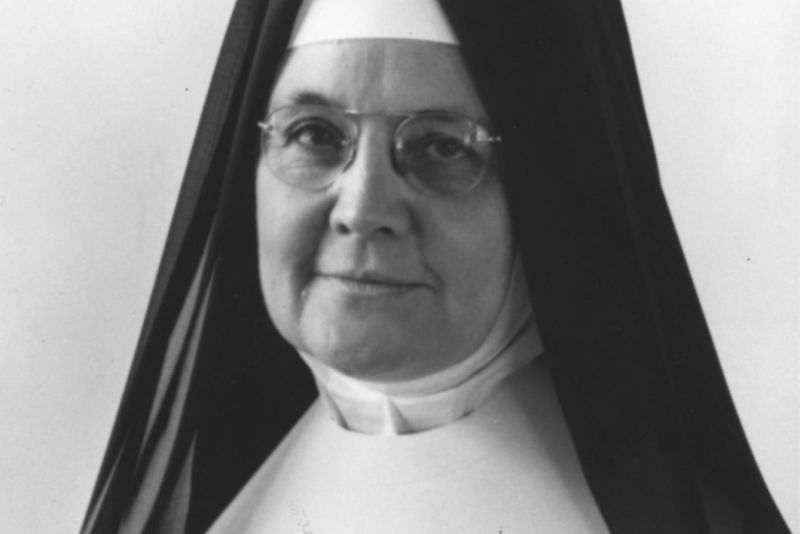 Black and white photo portrait of Sister Mary Edward Healy