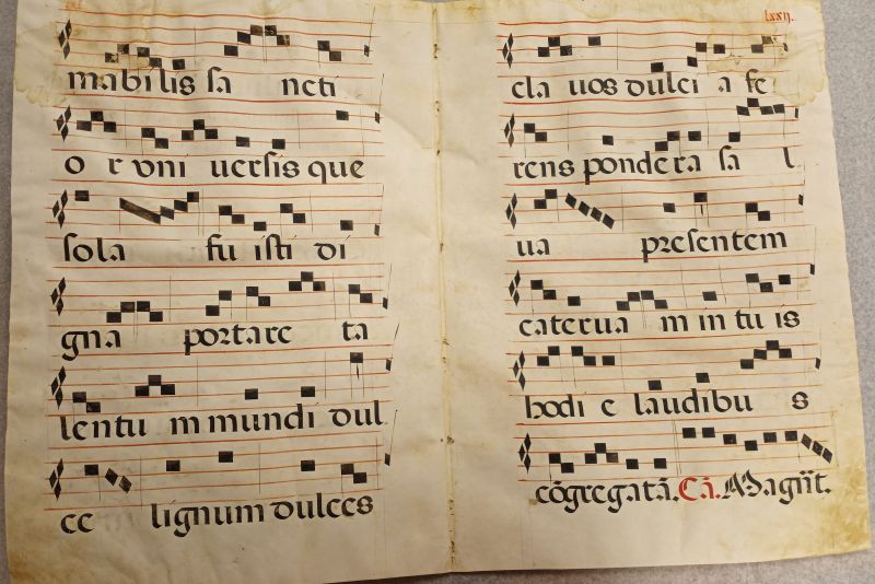 Music manuscript from medieval choirbook in Special Collections