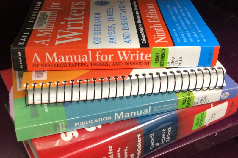 citation style guide books including Turabian, APA,  and more
