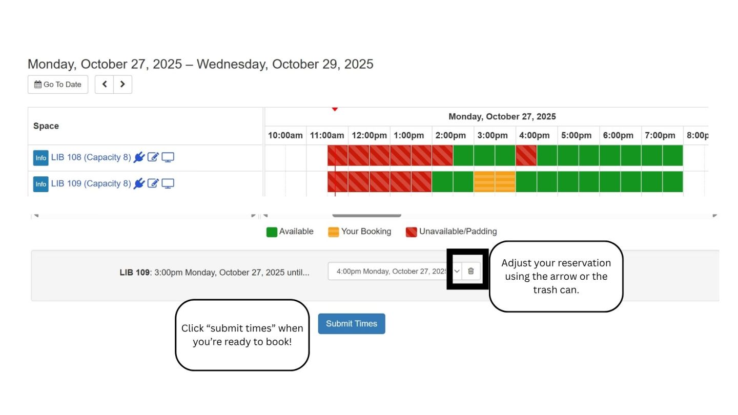 Study Room Booking Calendar